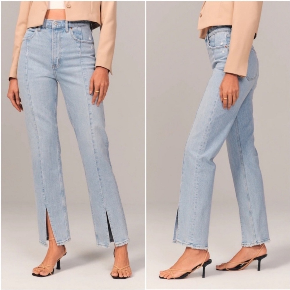 Abercrombie The 90s Straight Ultra High Rise split ankle 23 000R curve love
